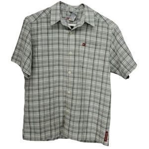 QuikSilver Boys Plaid Button Down Short Sleeve Shirt‎ Size Medium